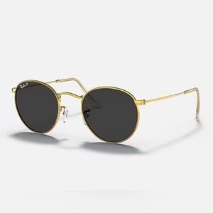 Ray-Ban Gold and Black Round Sunglasses